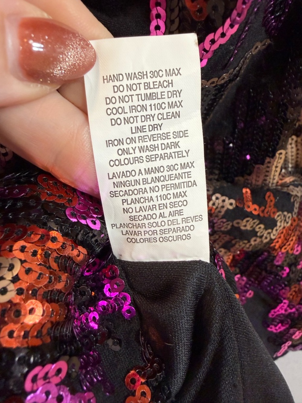 Sequin Mini Dress Size 1 Black Pink Geometric Aztec Strappy Party - Picture 10 of 15